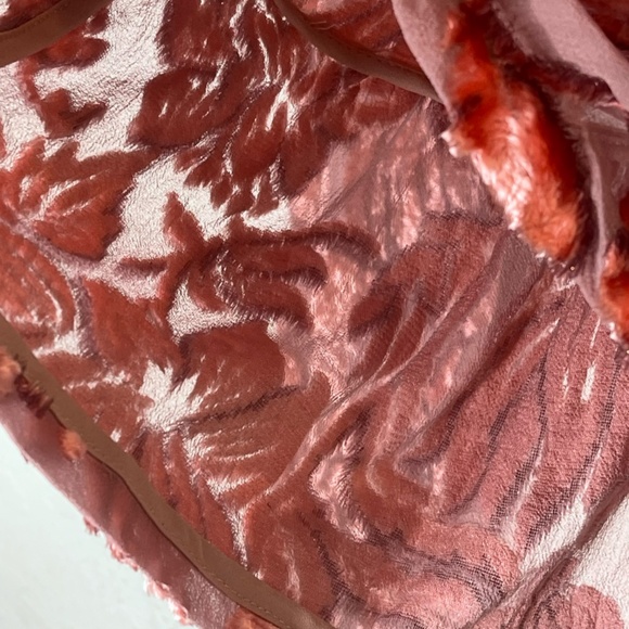 Alexis Long Sleeve Silk Sheer Velvet Top Front Tie Deep V Neckline Size M Salmon - Picture 5 of 12